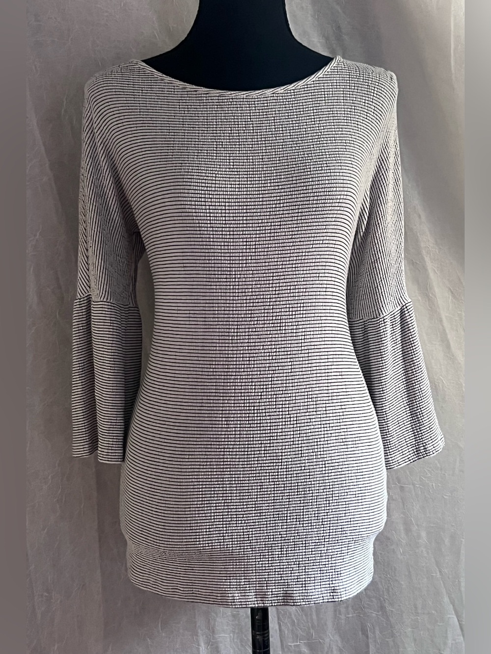 LC Lauren Conrad Black & White Striped Bell Sleeve Top